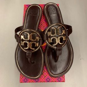 Brown leather Tory Burch millers